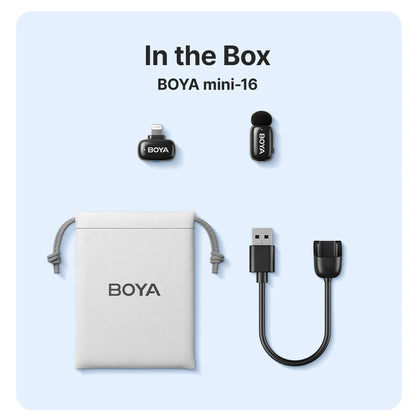 BOYA BOYA Mini Wireless Lavalier Microphone for iPhone 15/16 Android Phone USB-C Devices for Live Streaming Video Recording Vlog