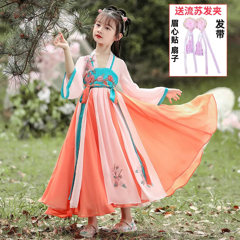 Summer Girls' Hanfu Dress Princess Costume Children's Dresses Kids Vintage Party Baby Girl Dress Cosplay Girls Clothes Vestidos