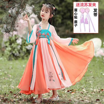 Summer Girls' Hanfu Dress Princess Costume Children's Dresses Kids Vintage Party Baby Girl Dress Cosplay Girls Clothes Vestidos