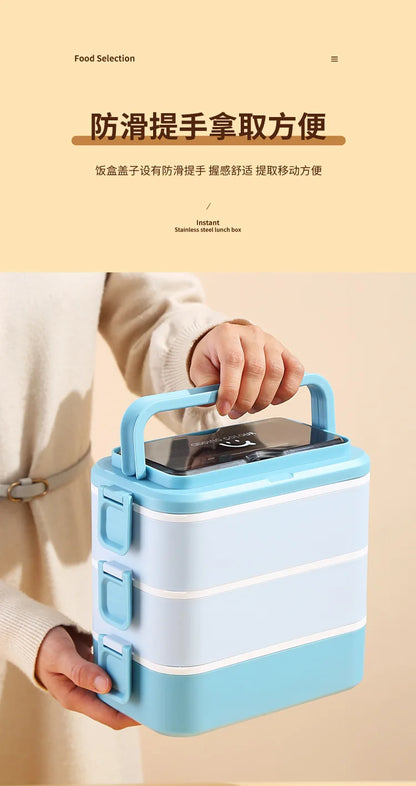 304 stainless steel lunch box for kids adult portable Microwavable insulated bento compartment multilayer food storage container - AMULET RING STORE