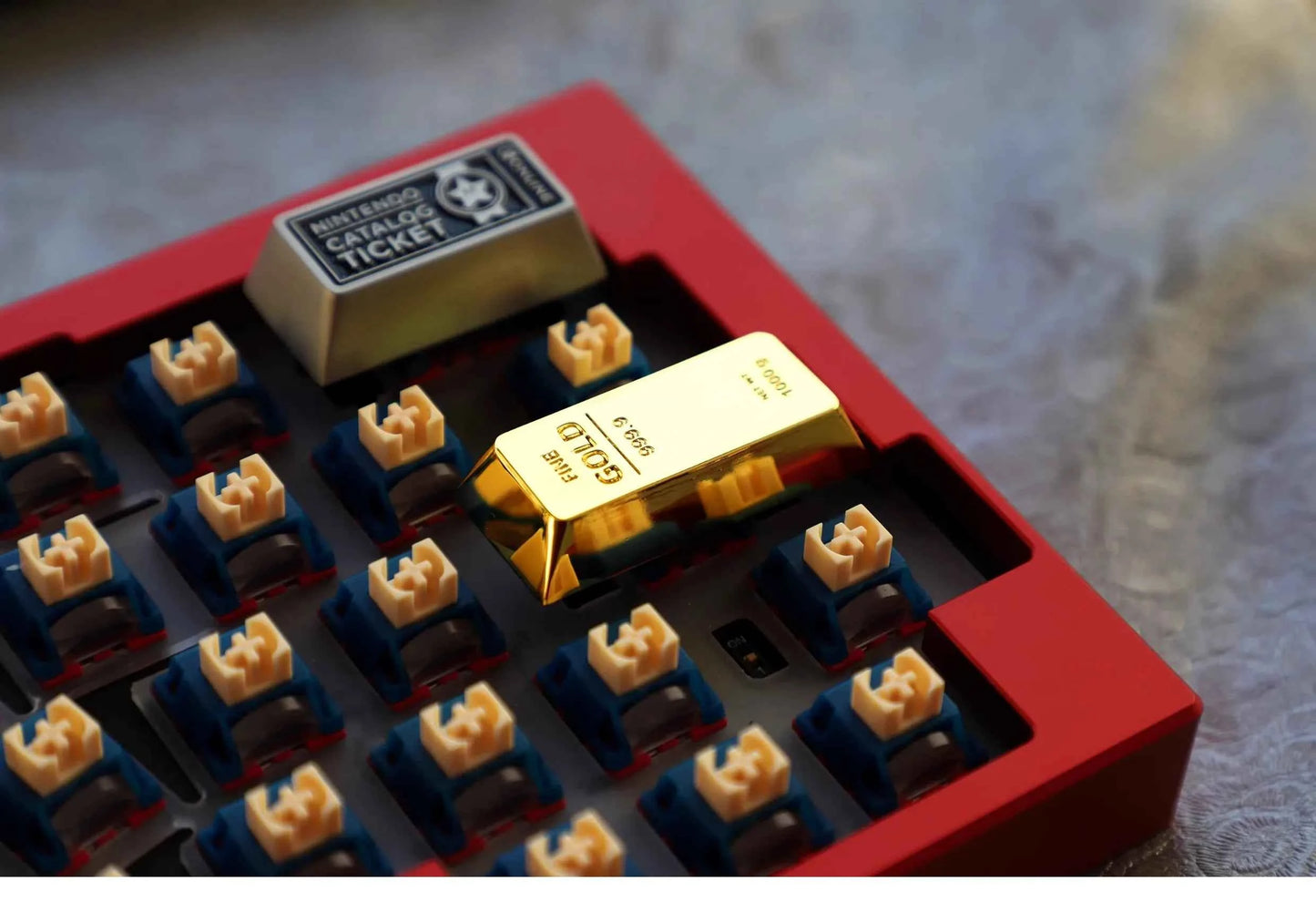 Gold Bar Shape Theme Keycaps Set Zinc Alloy Enter Key Cherry Profile Custom Original Handmade Keycaps for Mechanical Keyboard