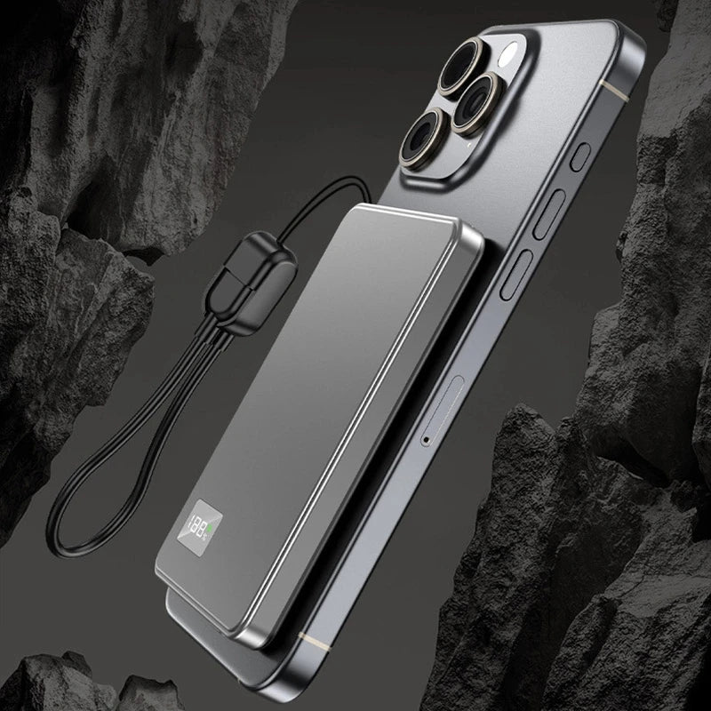 Oneplus Magsafe Power Bank Fast Charging Portable Ultra-thin Magnetic Wireless Digital Display Power Bank Usb Type C Lightning - AMULET RING STORE