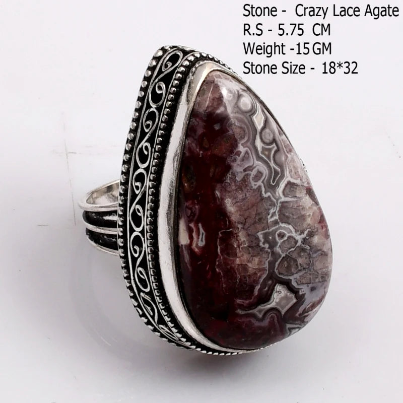 Genuine Turquoise Labradorite Moonstone Owyhee Opal Amazonite Ruby Zoisite  Ring