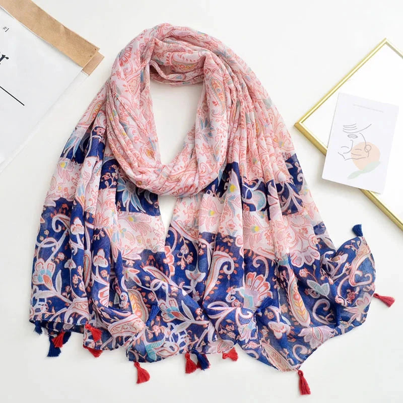 Luxury Brand Scarf For Woman Soft Cotton Shawl Wrap Tassel Viscose Muslim Woman Hijab Boho Beach Towel Female Bandana Headscarf - AMULET RING STORE