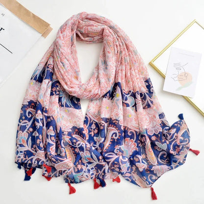 Luxury Brand Scarf For Woman Soft Cotton Shawl Wrap Tassel Viscose Muslim Woman Hijab Boho Beach Towel Female Bandana Headscarf - AMULET RING STORE