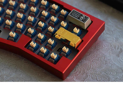 Gold Bar Shape Theme Keycaps Set Zinc Alloy Enter Key Cherry Profile Custom Original Handmade Keycaps for Mechanical Keyboard