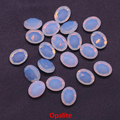 8X10mm Natural Stone Oval Cut Diamonds Faceted Loose Cabochon Beads Amethyst Healing Crystal for Jewelry Making DIY Ring Earring