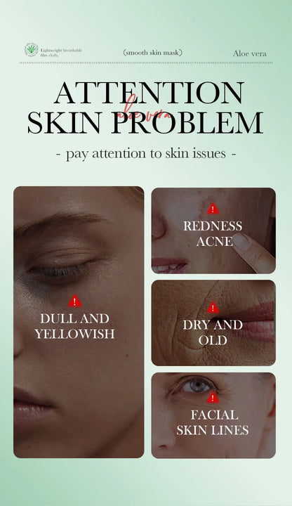 5/10pcs BIOAQUA Aloe Vera Moisturizing Facial Masks for Face Skin Soothing Brightening Firming Hydrating Facial Masks Skin Care - AMULET RING STORE