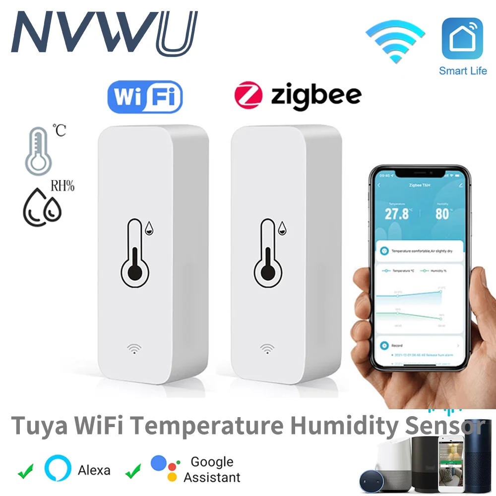 Tuya Zigbee/WiFi Temperature And Humidity Sensor Indoor Smart Home Smart Life Work With Alexa Google Assistant voice control - AMULET RING STORE