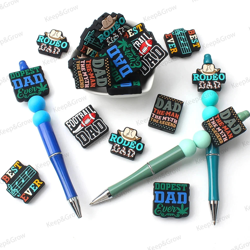 5/20/50Pcs Best Legends Dad Themed Silicone Beads for Jewelry Making Father's Day Focal Beads DIY KeysChain Accessory Decoration - AMULET RING STORE