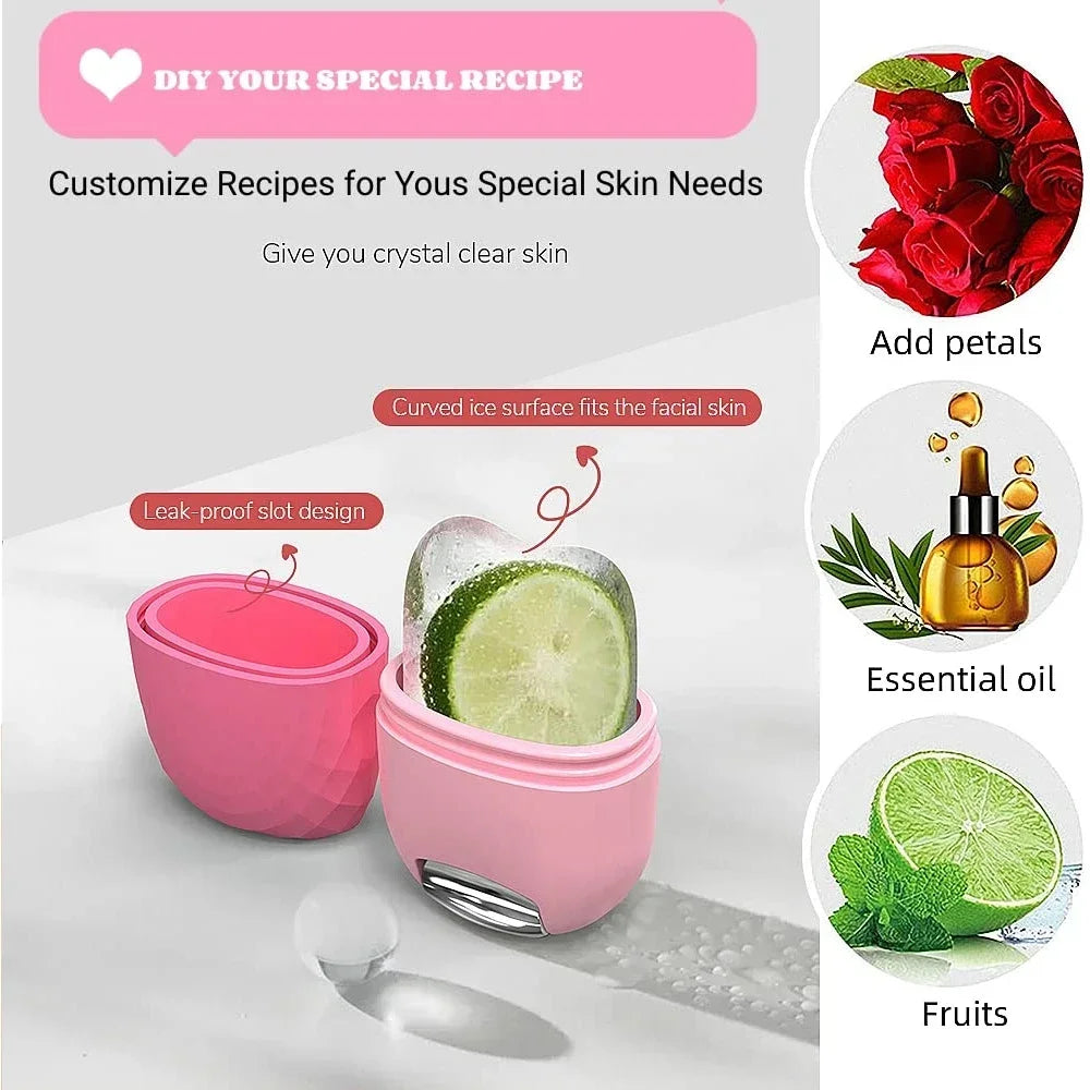 2 in 1 Ice Cube Facial Roller Jade Face Massaer Roller Gua Sha Face Lifting Device Reduce Edema Neck Eye Beauty Care Device