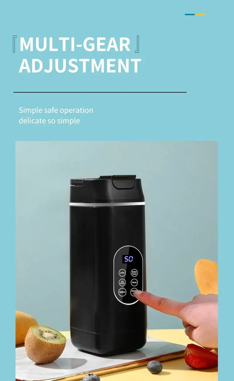 Electric Blender Rechargeable Portable Juicer USB Charging Hand Blender Electric Fruit Juicer 12 Blades Crushed Ice Juicer Cup - AMULET RING STORE