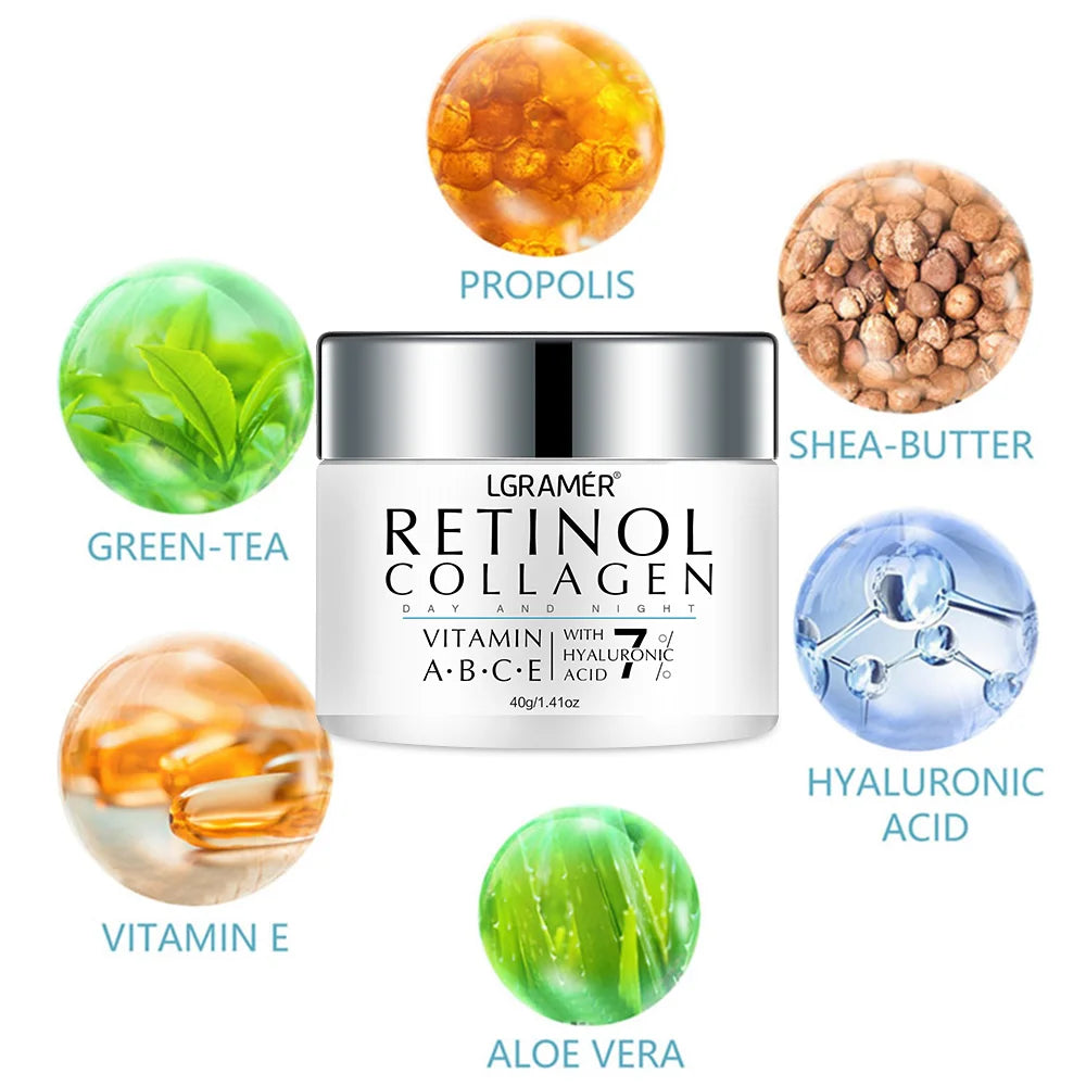 Retinol Face Cream Moisturizing Nourishing Wrinkle Remover Collagen Hyaluronic Acid Shrink Pores Firming Skin Care Cosmetic - AMULET RING STORE