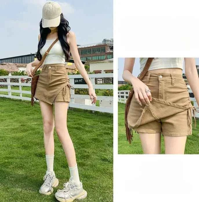 Sexy Culotte Denim Shorts for Women New In Jorts Y2k Harajuku Korean Style Youthful 2000s Clothes Classic Short Jean Pants Woman