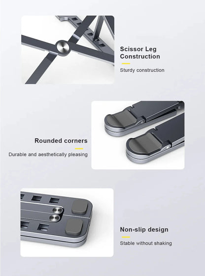 Aluminum Alloy Magnetic Laptop Stand With 8-Level Adjustment, Ventilation and Heat Dissipation, Equipped With Silicone Anti-Slip - AMULET RING STORE