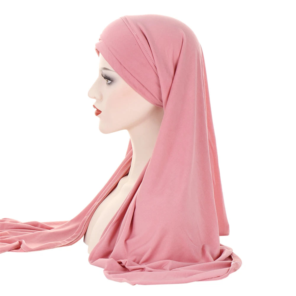Milk Silk Muslim Cap Plain Islamic Scarf Head Wraps Headband Underscarf Turban Hats Malaysia Baotou Caps Instant Amira Hijabs - AMULET RING STORE
