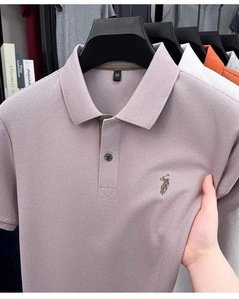 100% pure cotton men's short sleeved polo shirt hot selling summer fashionable horse logo embroidery classic Paul casual T-shirt