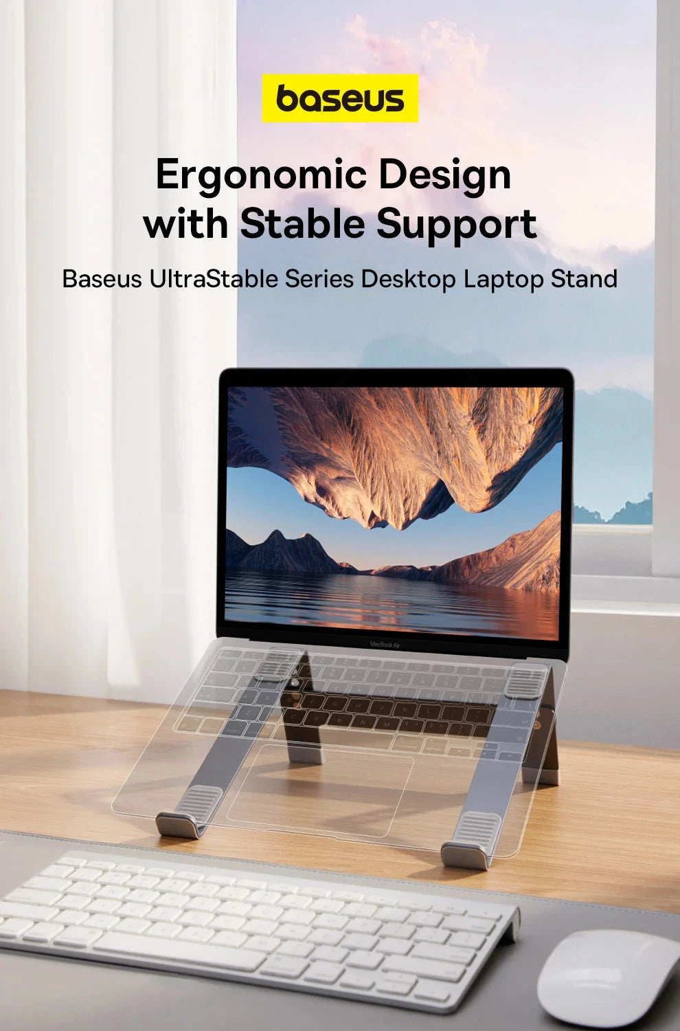 Baseus Laptop Stand Support for Notebook Aluminum Alloy 4 Gears Adjustable Vertical Stand For Macbook Air Pro 17'' Laptop Stand - AMULET RING STORE