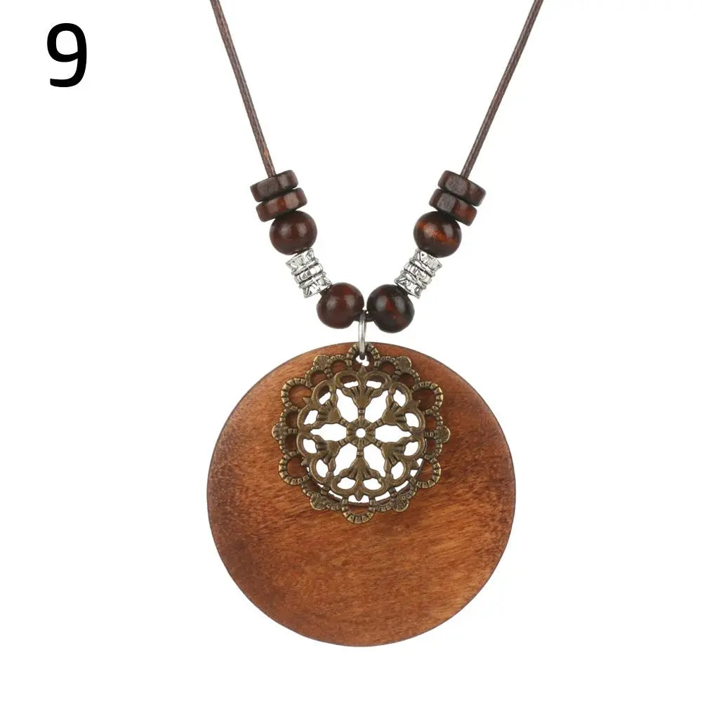Fashion Long Sweater Pendant Chain Wooden Beaded Tassel Boho Bohemian Necklace Jewelry Nepal Wood Beads Pendant Necklace