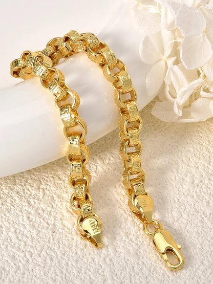 18k Gold Plated Italy 750 Bracelet Copper Braided Shaped Bracelet Hip-Hop Daily Men Women Jewelry Accessories For Friends Gifts - AMULET RING STORE