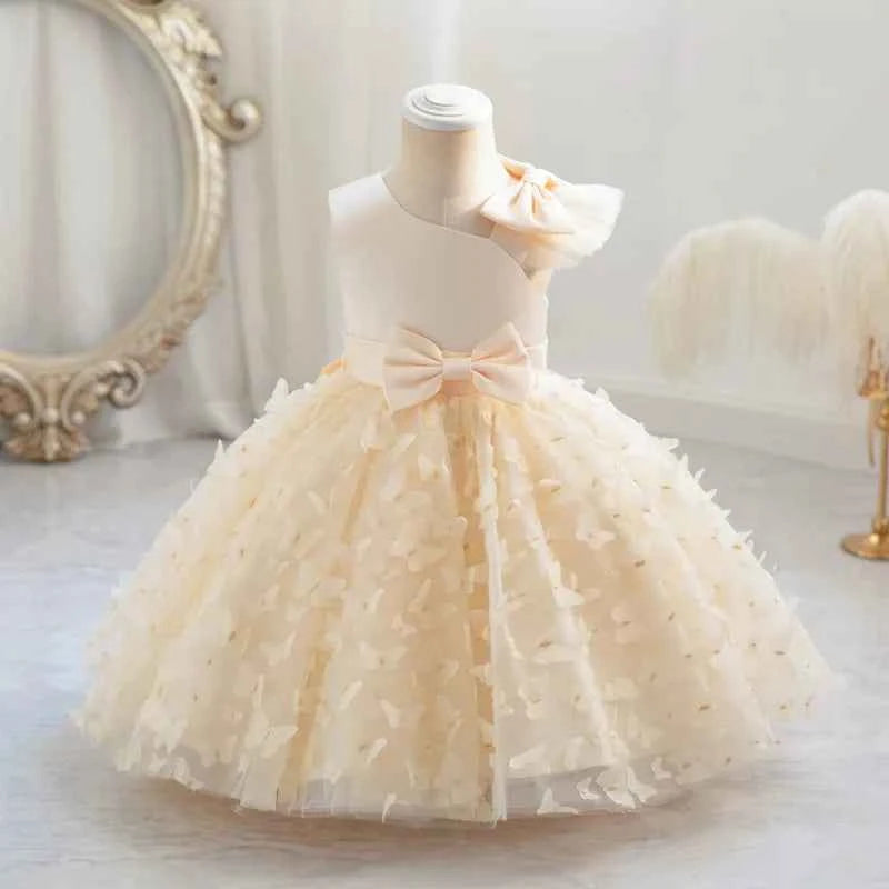 2024 Summer One Shoulder Sequin Fluffy Clothes New Off Shoulder Dress Girl Wedding Dress 0-5 Year Old Baby Girl Dress