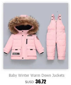 -30 Winter Baby Clothes Thicken Warm Jumpsuits Snowsuits Girl Boy Hooded Jacket Waterproof Rompers Ski Suits Kids Coat Outerwear - AMULET RING STORE