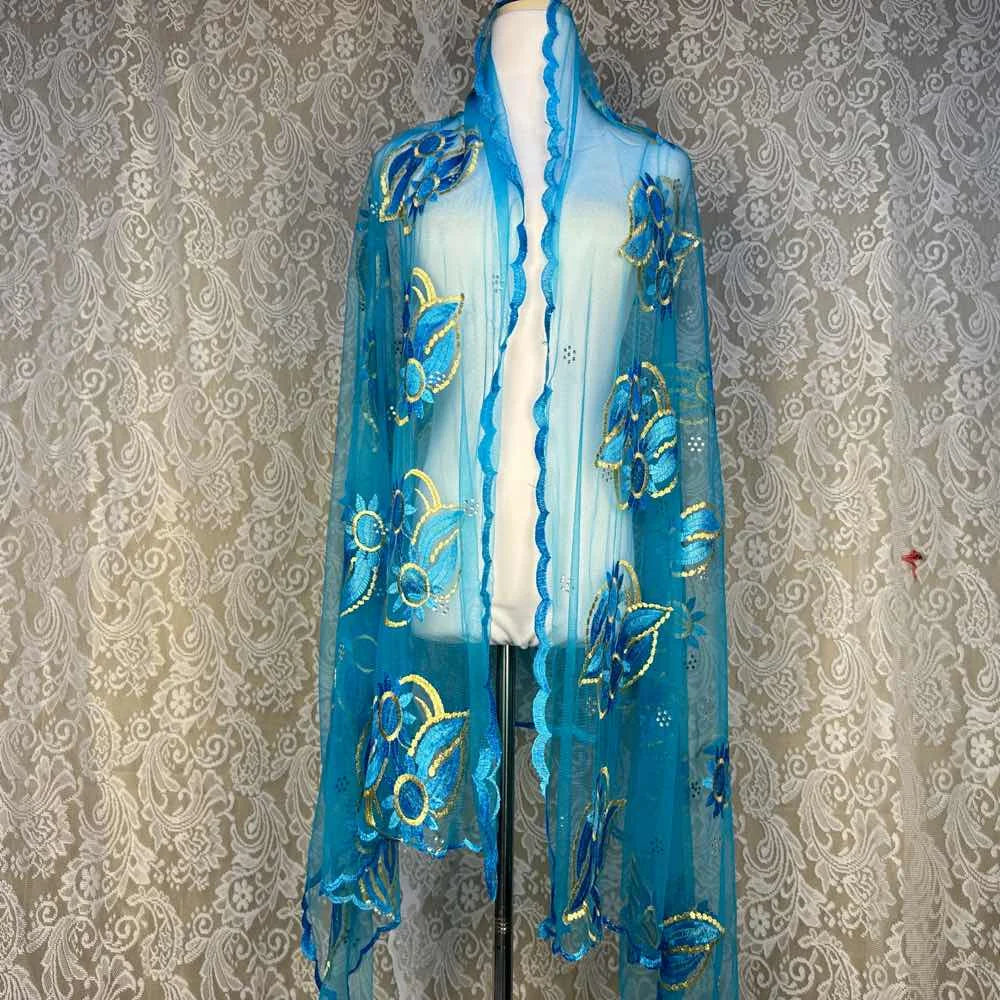 on sale 2025 New African Net Hijab Scarf For Muslim Women African Dubai Islam Headscarf Embroidery Shawls voile - AMULET RING STORE