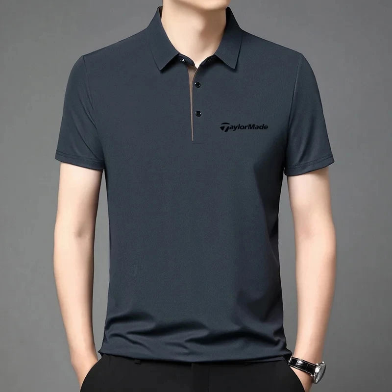 Fashionable Classic Men's Summer New Golf Collar Business Leisure Style Luxury Brand Letter Printed High end Leisure T-shirt