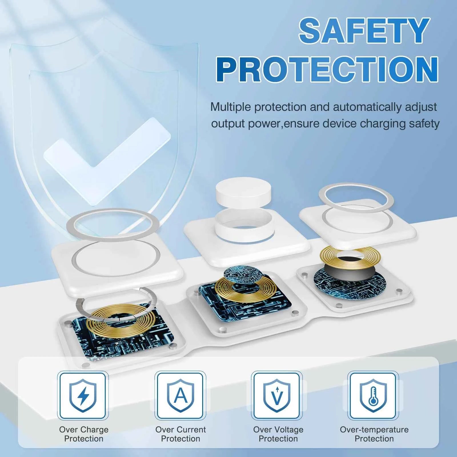 Magnetic Wireless Charger 3 In 1 Travel Charging Flexible Fast Charging Dock Station for Apple Devices for iPhone 16 15 14 13 12