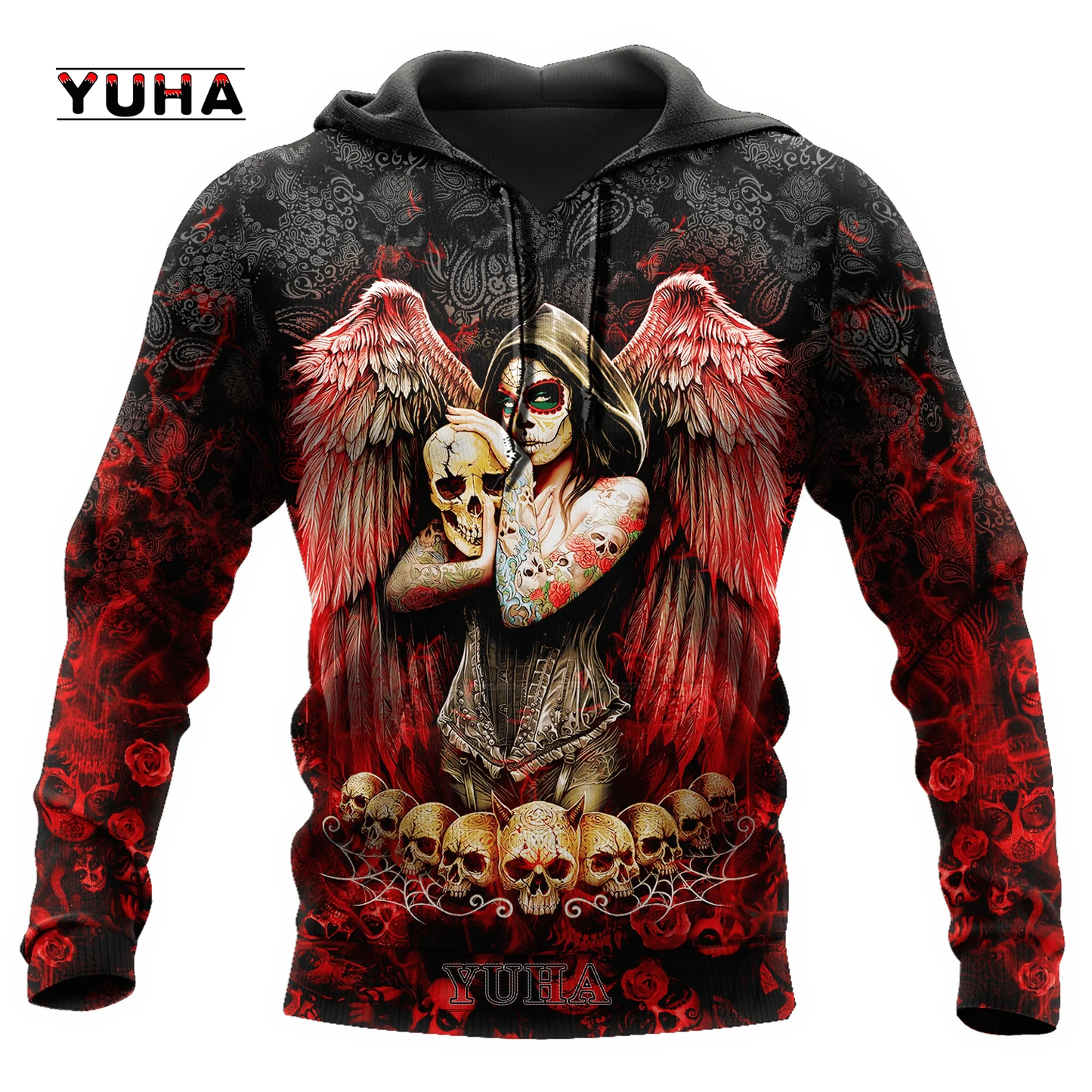 Dark Red Skull Tattoo 3D All Over Printed Men's Hoodie & Sweatshirt Spring and Autumn Unisex Hoodies Casual Sportswear - AMULET RING STORE