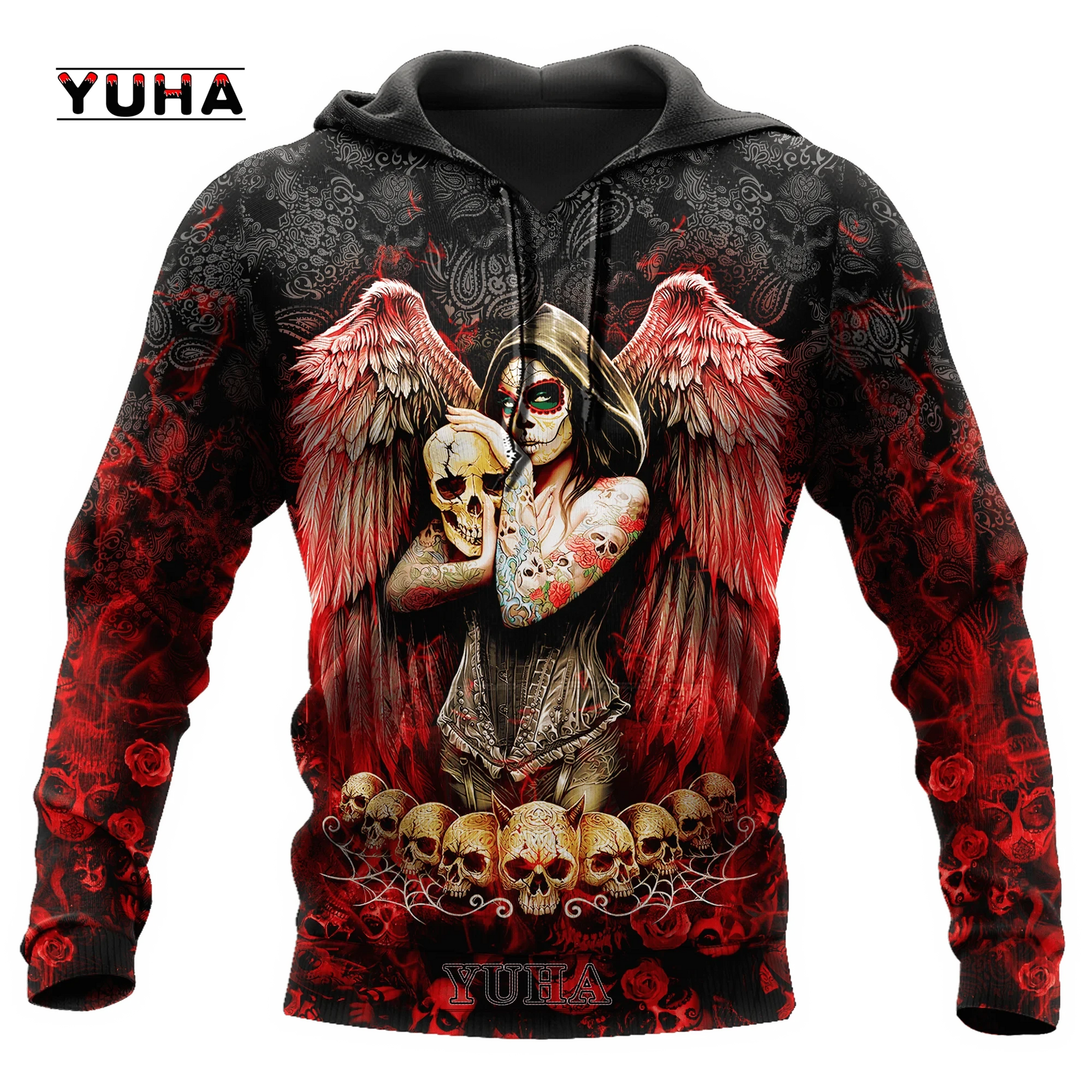 Dark Red Skull Tattoo 3D All Over Printed Men's Hoodie & Sweatshirt Spring and Autumn Unisex Hoodies Casual Sportswear - AMULET RING STORE