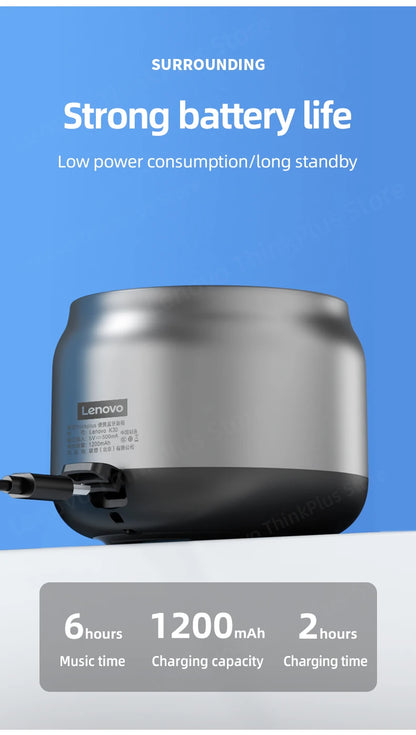 100% Original Lenovo K30 Portable Hifi Bluetooth Wireless Speaker Waterproof USB Outdoor Loudspeaker Music Surround Bass Box Mic