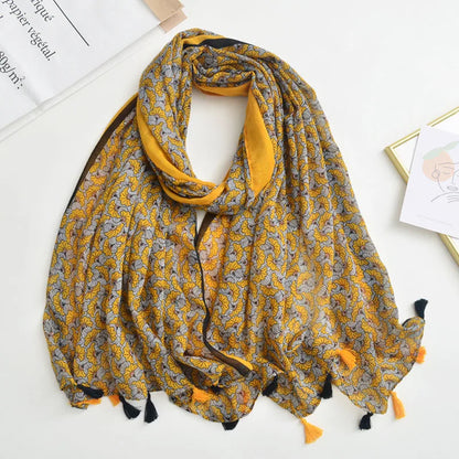 Luxury Brand Scarf For Woman Soft Cotton Shawl Wrap Tassel Viscose Muslim Woman Hijab Boho Beach Towel Female Bandana Headscarf - AMULET RING STORE