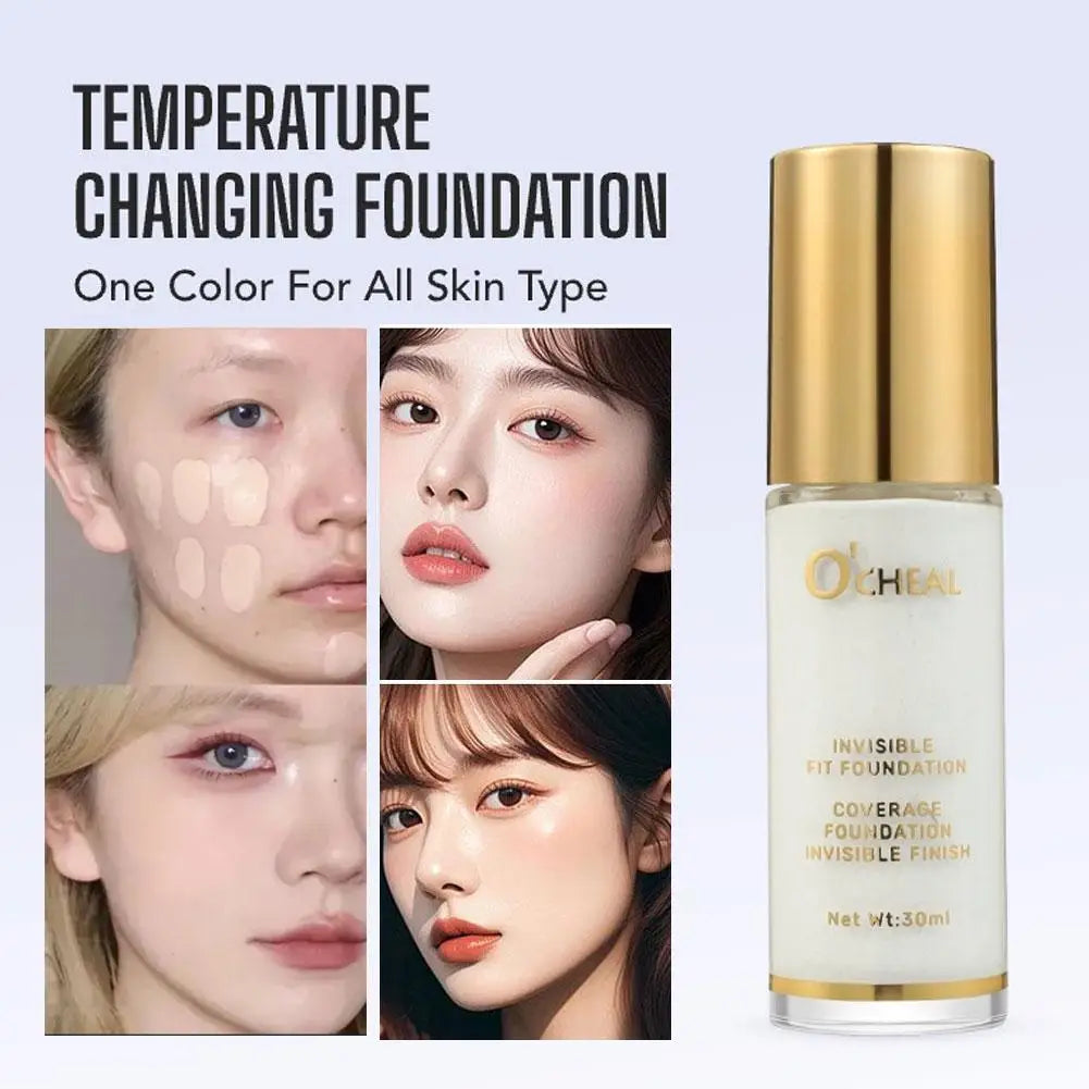 Full Coverage Concealer Temperature Changing Liquid Foundation Smooth Invisible Pores Conceal Facial Beauty Cosmetics - AMULET RING STORE