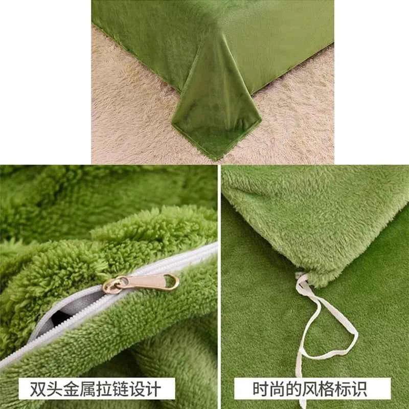 Home Textiles Velvet Flannel Bedding Set Plush Solid Color Duvet Cover Fluffy Reversible Plush Bedding Set Warm for Winter King
