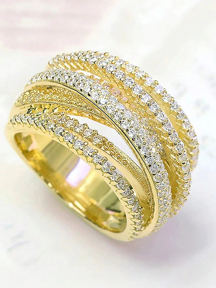 925 Sterling Silver Classic Vintage Line Wrap Zircon Ring For Women Daily Outfits Party Luxury Fashion High Quality Fine Jewelry