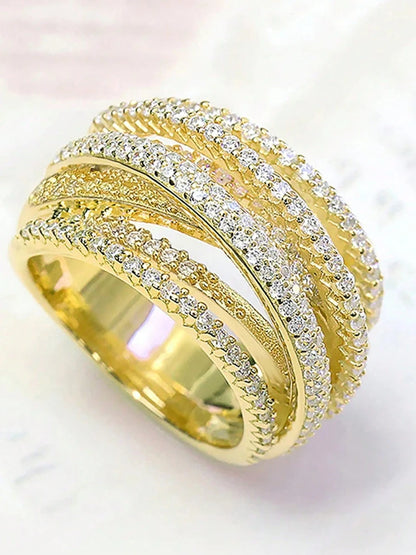 925 Sterling Silver Classic Vintage Line Wrap Zircon Ring For Women Daily Outfits Party Luxury Fashion High Quality Fine Jewelry