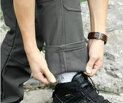 Men's City Cargo Autumn Winter Fleece Softshell Hiking Pants Fishing Climbing Trekking Casual Hunting Camping Trousers M-5XL