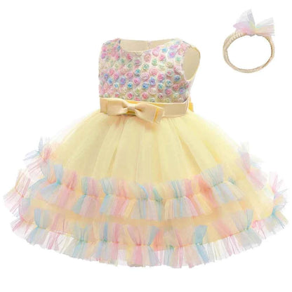 Princess Baby Girl Dress 0 6 Months Tutu Dress for Baby Girl 1 Year Old Newborn Infant Wedding Birthday Party Flower Puffy Gown