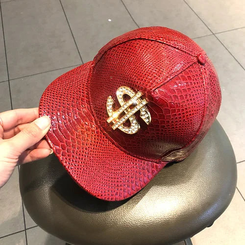 Leather Hip Hop Hat Street Personality Fashion Play Cool Baseball Cap Stage Show Hip Hop Dance Unisex Flat Brim Hats - AMULET RING STORE