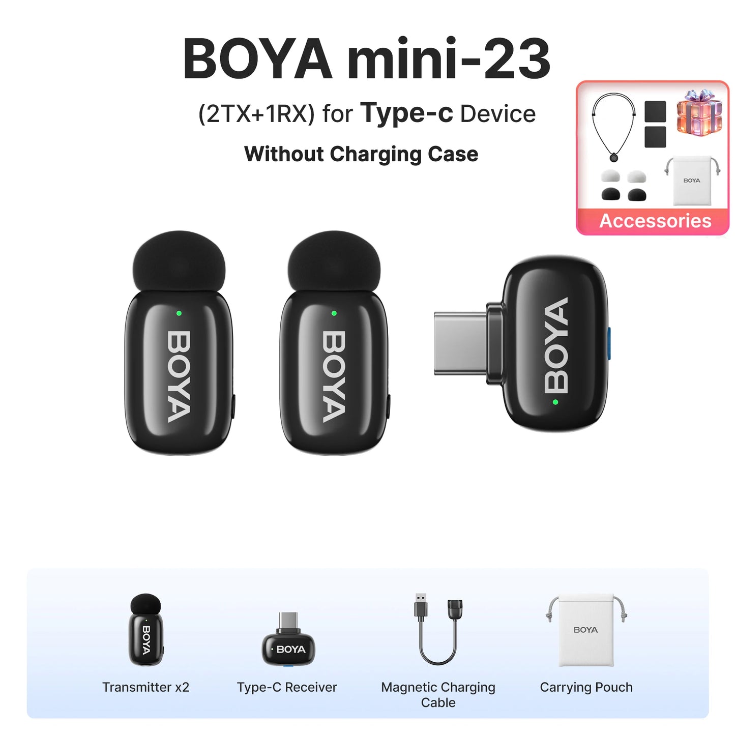 BOYA BOYA Mini Wireless Lavalier Microphone for iPhone 15/16 Android Phone USB-C Devices for Live Streaming Video Recording Vlog