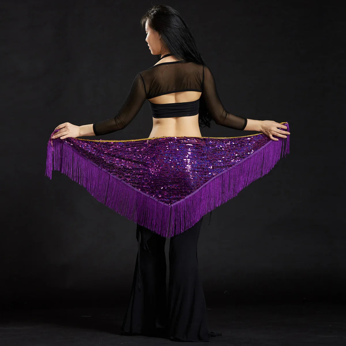 Wholesale Cheap Sexy Women Girls Sequin Triangle Shawl Hip Shawl Belly Dance Belts - AMULET RING STORE