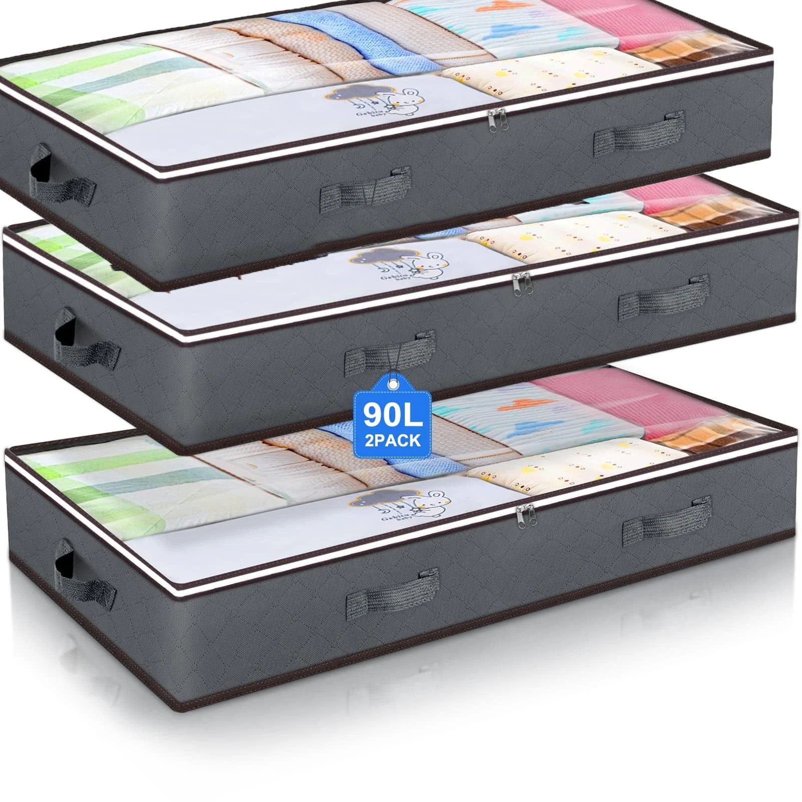 Foldable Under Bed Storage Containers with Clear Window Underbed Toy Organizers and Clothing Storage Bags Closet Storage Bins - AMULET RING STORE