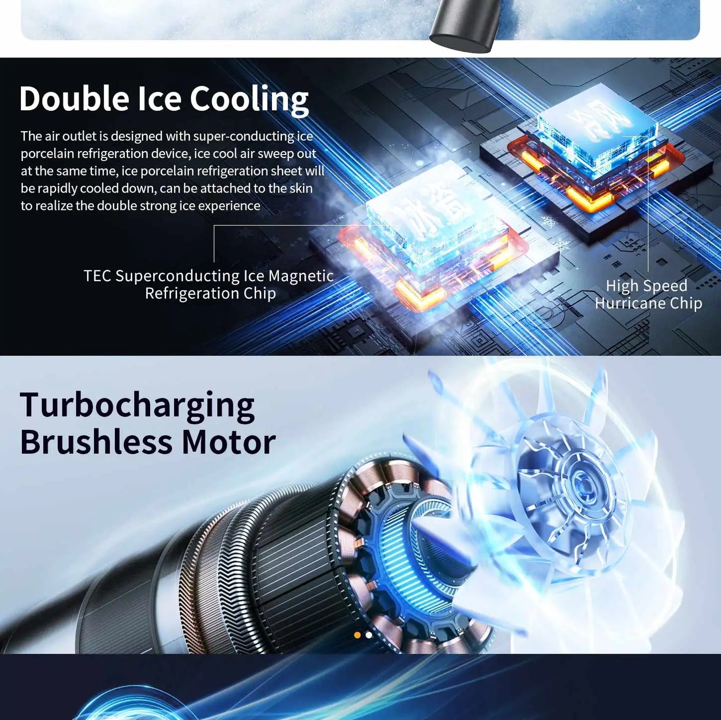 Large capacity handheld fan 5200 mAh High speed refrigeration handheld fan 100 speed outdoor mini fan USB charging portable fan