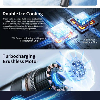 Large capacity handheld fan 5200 mAh High speed refrigeration handheld fan 100 speed outdoor mini fan USB charging portable fan