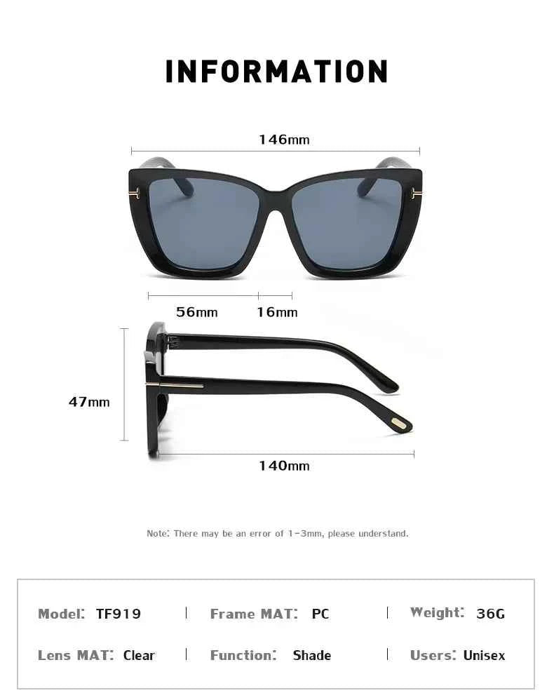 New Square Designer Cat Eye Sunglasses Women Vintage High Quality Sun Glasses Fashion Big Frame Cool Sexy Female Oculos