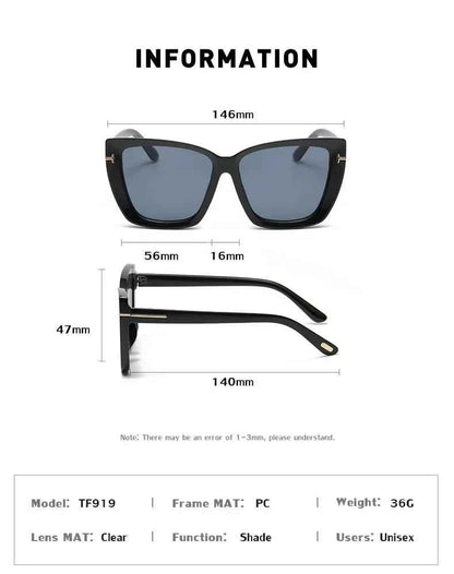 New Square Designer Cat Eye Sunglasses Women Vintage High Quality Sun Glasses Fashion Big Frame Cool Sexy Female Oculos