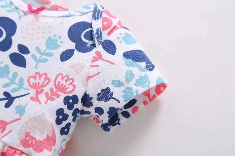 Infant Baby Girls Bodysuit Dress Cotton Floral Baby Girls Long-Sleeved Coat+Short SLeeve Dress 2Pieces Baby Girls Clothes sets