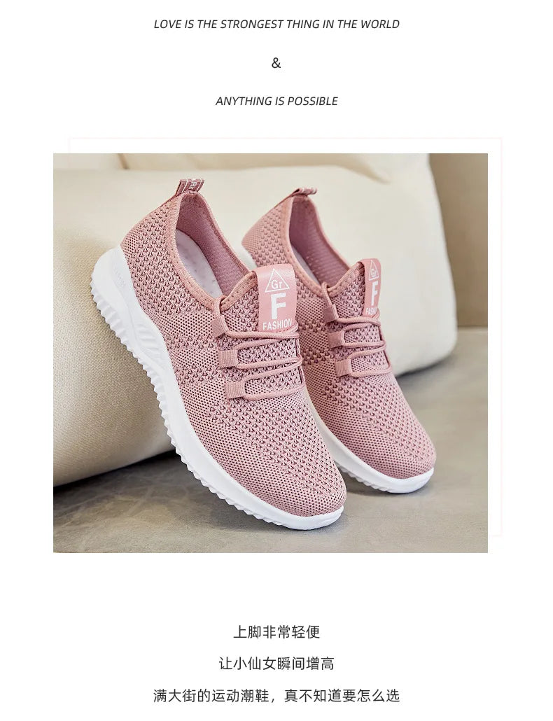 Women's shoes 2025 mesh breathable comfortable sports shoes soft sole lightweight fashion casual shoes - AMULET RING STORE