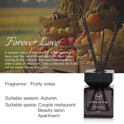 NAMSTE 100ML Fireless Reed Diffuser Oil Fragrance Replacement Stick Aroma Oil Reed Diffuser Set Scent Air Purifier For Home - AMULET RING STORE